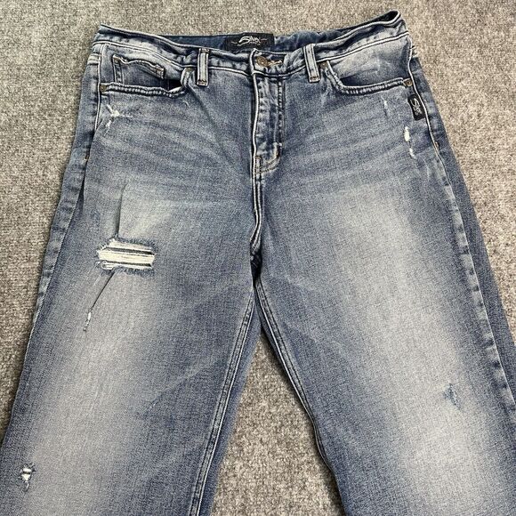 Silver Jeans Womens 29X27 Vintage Ankle High Rise Straight Frayed Hem Distressed - Picture 3 of 10